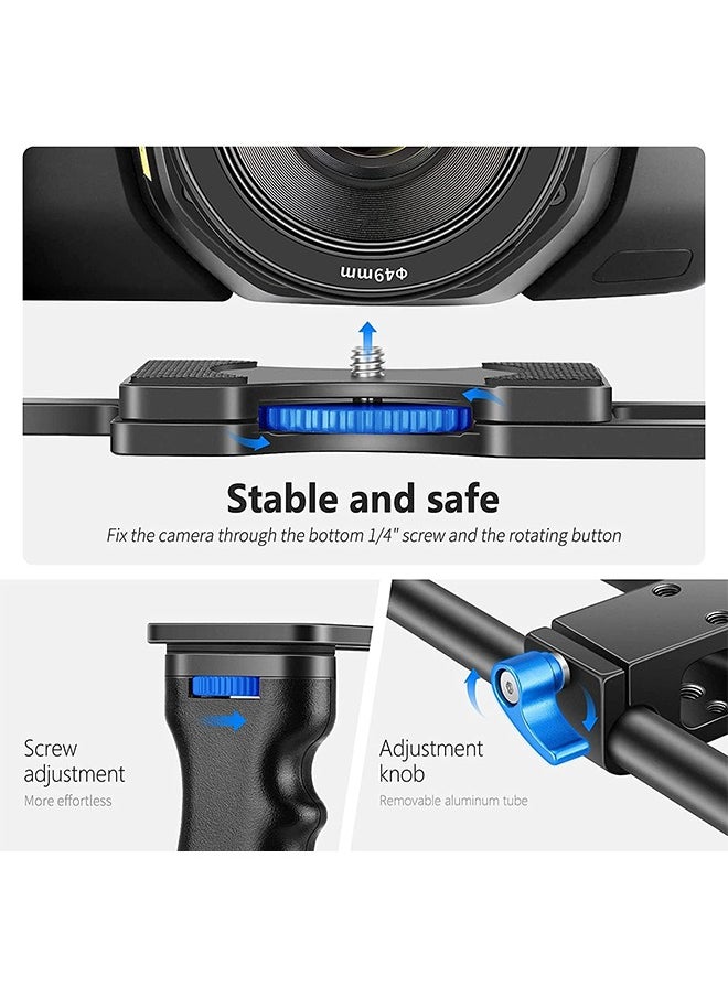 Neewer NEEWER Camera Video Cage Film Movie Making Kit, Aluminum Alloy with Top Handle, Dual Hand Grip, Two 15mm Rods, Compatible with Canon Sony Fujifilm Nikon DSLR Camera and Camcorder (Black + Blue)  - Image 4
