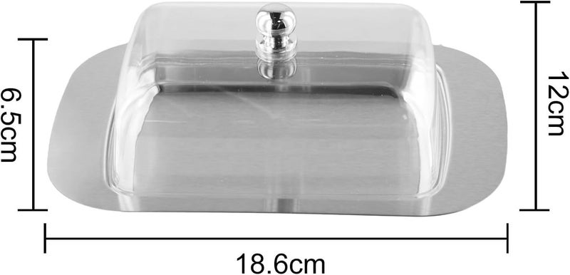 Stainless Steel Butter Dish with Clear and Metal Lids for Kitchen Counter or Refrigerator Storage and Serving Tray(Transparent cover) Varied available picks - Image 5