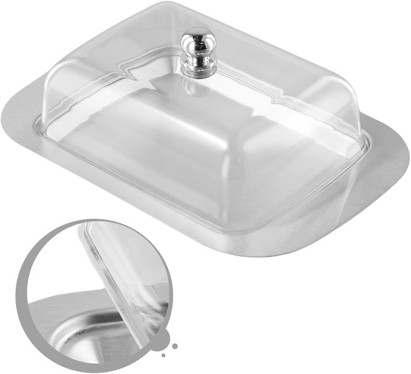 Stainless Steel Butter Dish with Clear and Metal Lids for Kitchen Counter or Refrigerator Storage and Serving Tray(Transparent cover) Varied available picks - Image 4