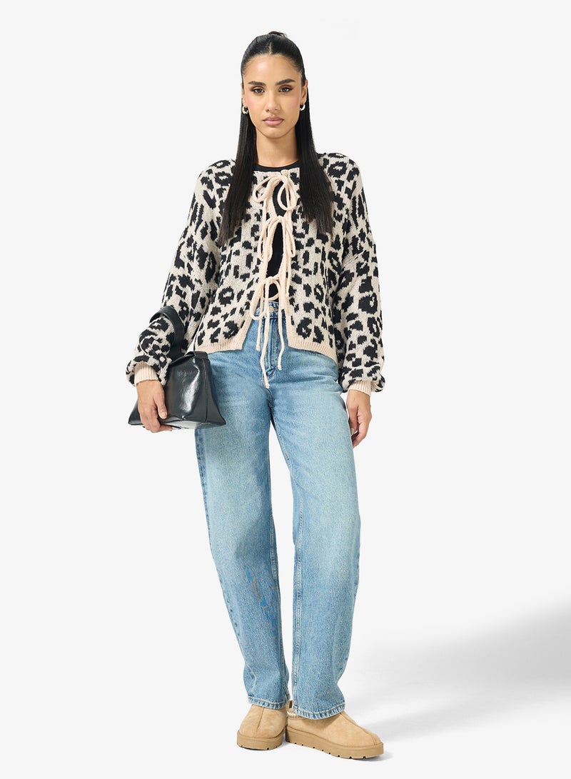جينجر كارديجان بطبعة الفهد مع تفاصيل فيونكة - Image 4