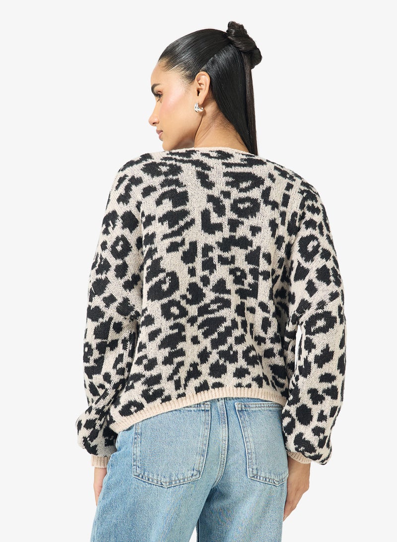 جينجر كارديجان بطبعة الفهد مع تفاصيل فيونكة - Image 2