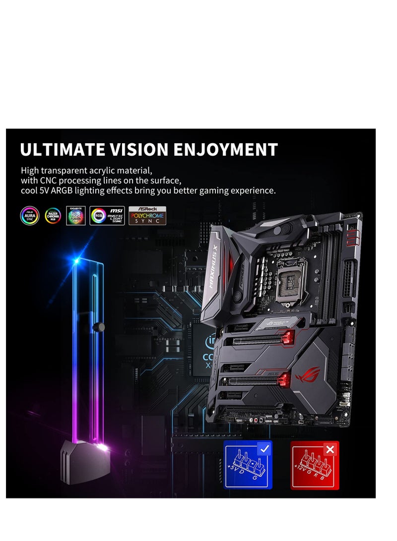 Video Card Sag Holder bracket, 5V Addressable RGB Graphics Card GPU Brace Support Video Card, Built-in 5V ARGB Strip, Adjustable Length and Height Support, Edge Lit Glass Universal GPU Bracket - Image 4