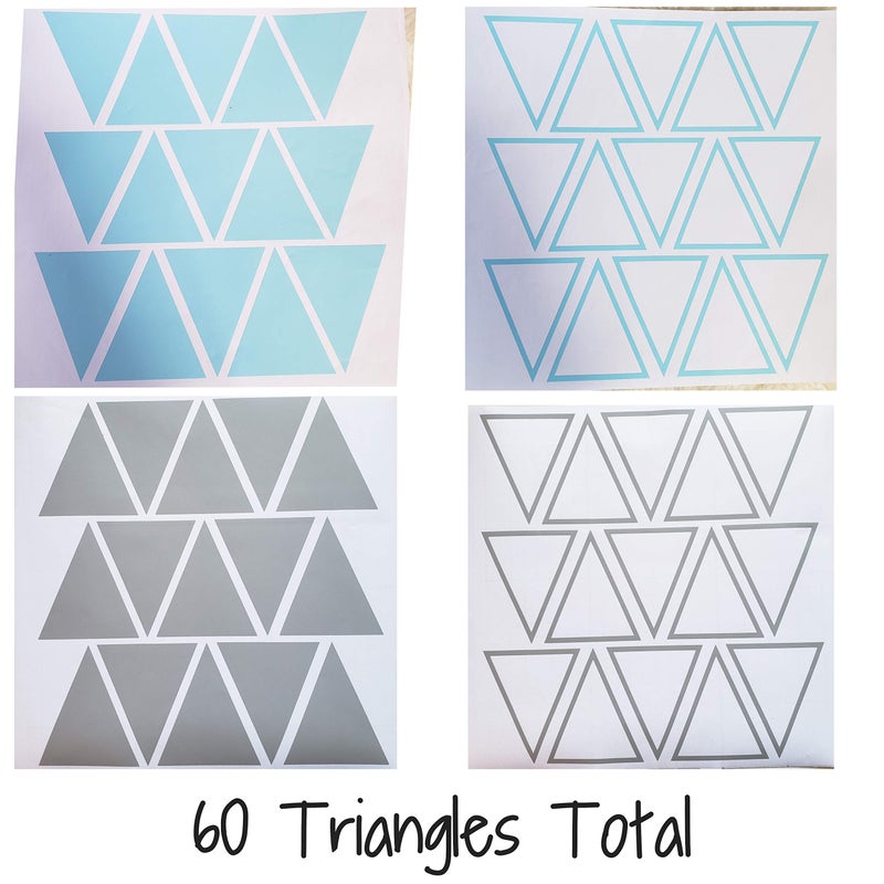 The Boho Design Tribal Triangles Wall Decals Peel And Stick For Kids  Baby Bedroom Nursery And Living Room  Vinyl Wall Stickers Decor (Grey And Light Blue) - Image 3