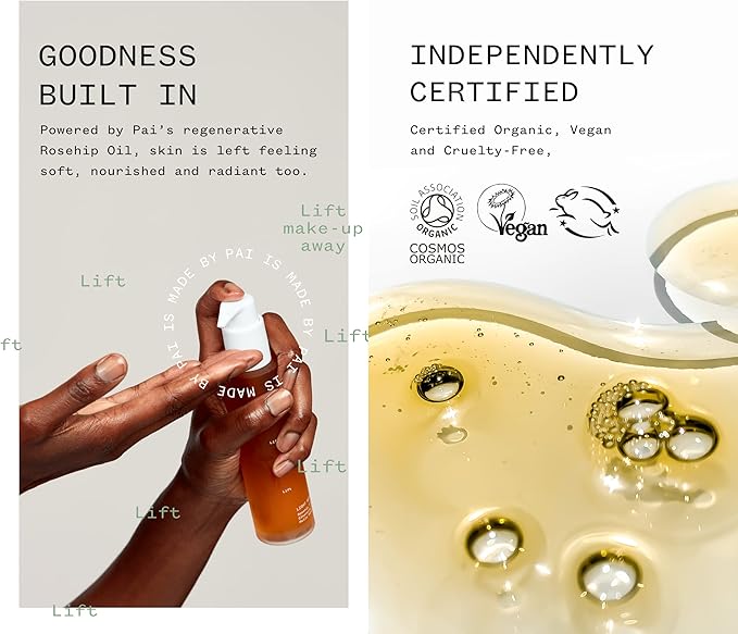 Pai Skincare Light Work Organic Cleansing Oil 100ml Vitamin C Face Cleanser Hypoallergenic Makeup Removal with Rosehip Oil Vegan Cruelty Paraben Free - Image 2