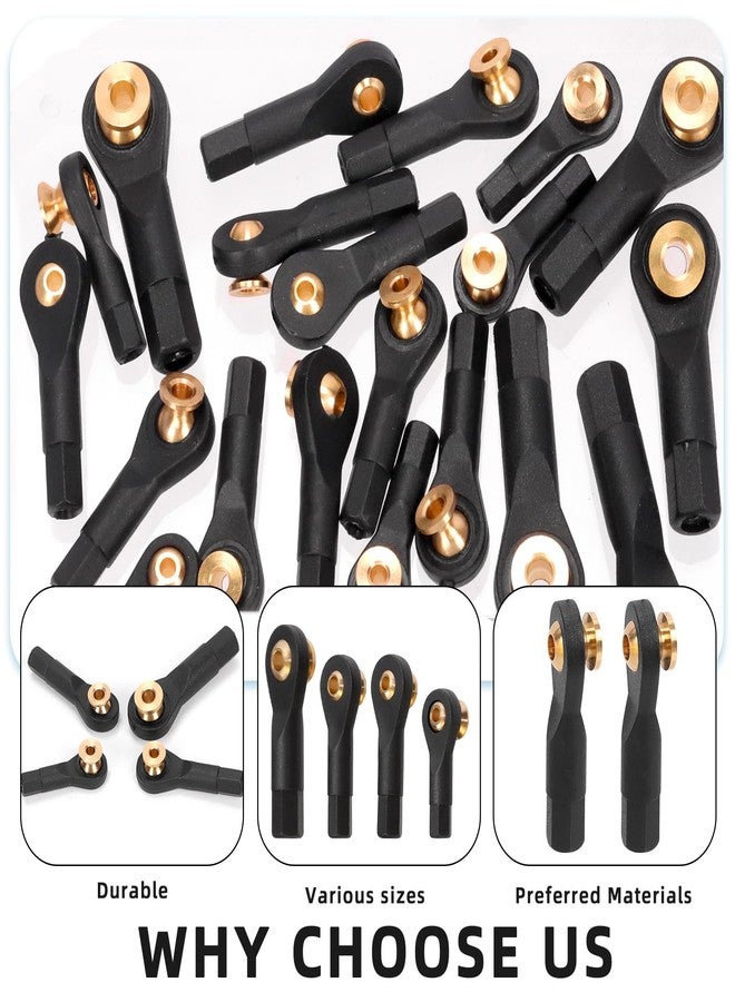 Glarks جلارك 20 قطعة M2 M2.5 M3 رافعة توجيه وصلة قضيب الربط نهاية كرة رأس بدون براغي وصمولة، 4 أحجام وصلة رأس كرة، حامل رأس كرة نهايات قضيب الربط وصلة كرة لسيارة الزحف RC - Image 3