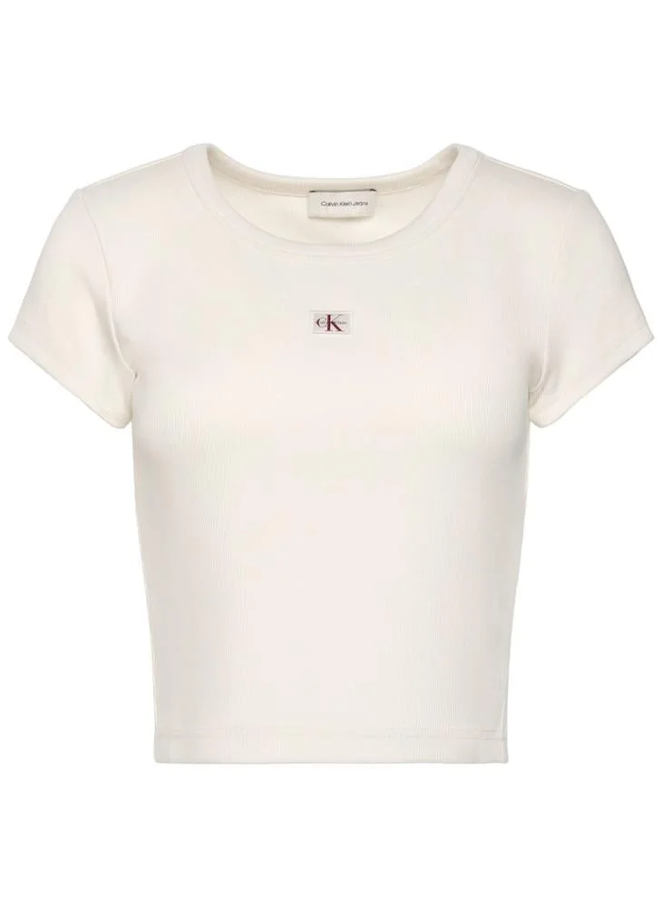 Calvin Klein Jeans  Casual Woven Label 2X2 Baby Rib Baby Te for Women | Best Price UAE