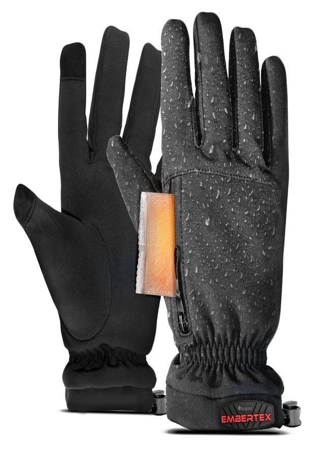 Rangland Heated Gloves for Men with Hand Warmer Pocket, Includes 6 Air-Activated Hot Packet Warmers, (Triple-Insulated -20F) High-Dexterity for Work, Winter Sports, Black, Medium - Image 1