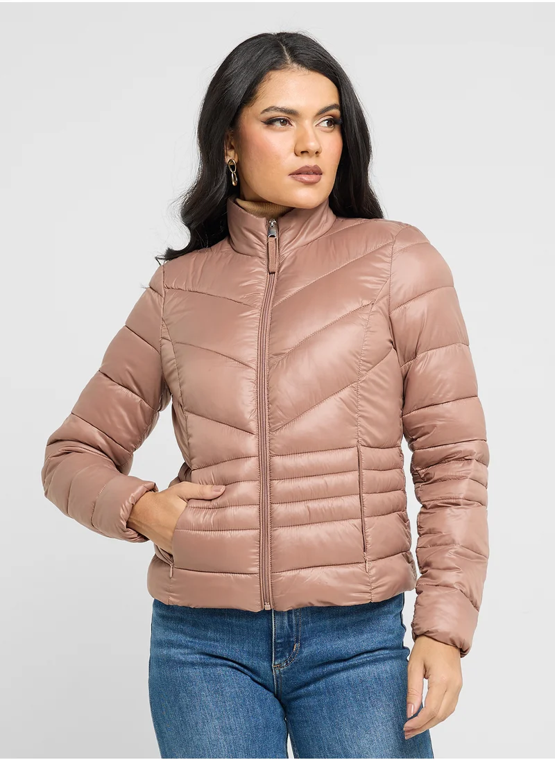 فيرو مودا High Neck Zippered Jacket