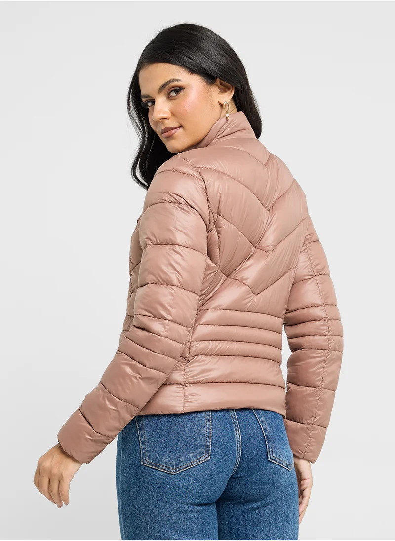 فيرو مودا High Neck Zippered Jacket