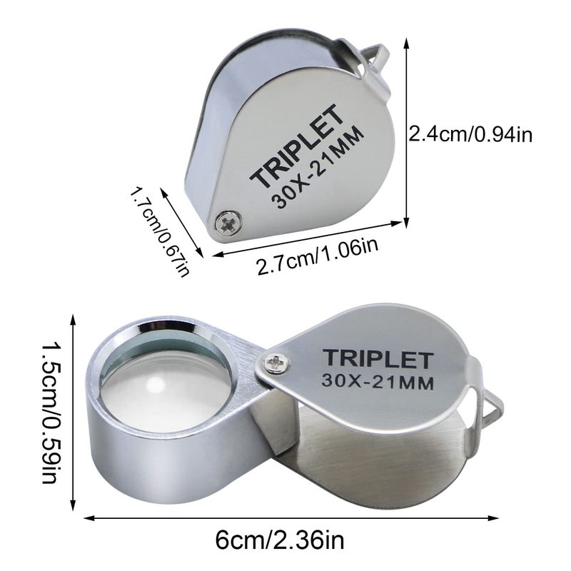 Artist Unknown 6 Pcs Mini 30X 21mm Singlet Jeweler's Jewelry Loupe Magnifier Magnifying Glass Silver w/ Box - Image 2
