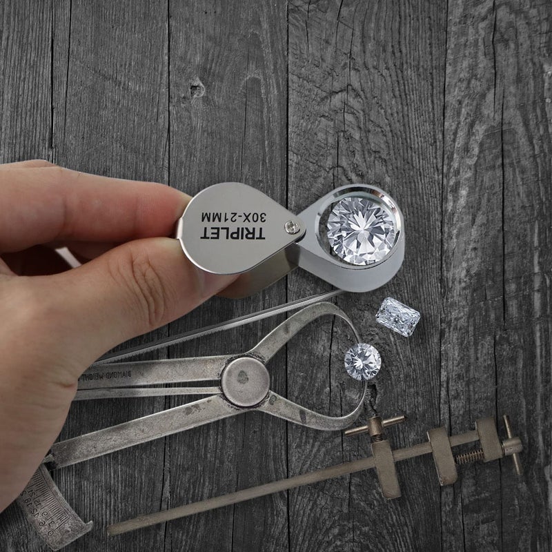 Artist Unknown 6 Pcs Mini 30X 21mm Singlet Jeweler's Jewelry Loupe Magnifier Magnifying Glass Silver w/ Box - Image 5