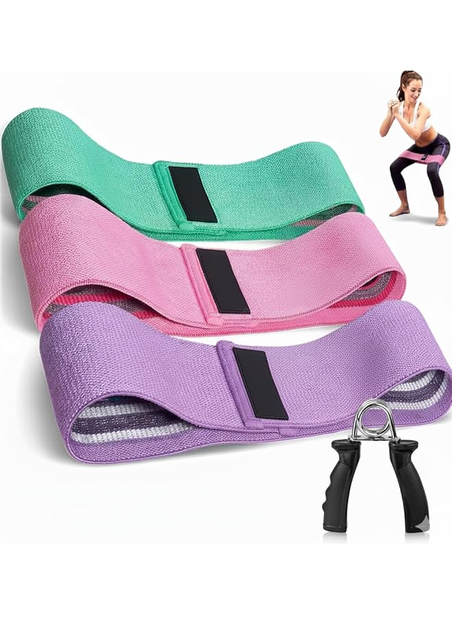 S-TOP Resistance Bands Set for Hips & Glutes - Non-Slip Fabric Exercise Bands with 3 Strength Levels - Booty Bands for Women & Men - Includes Hand Gripper for Strength Training & Yoga - Image 1