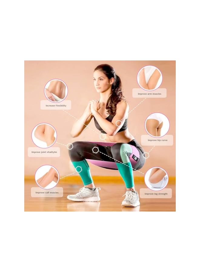 S-TOP Resistance Bands Set for Hips & Glutes - Non-Slip Fabric Exercise Bands with 3 Strength Levels - Booty Bands for Women & Men - Includes Hand Gripper for Strength Training & Yoga - Image 4