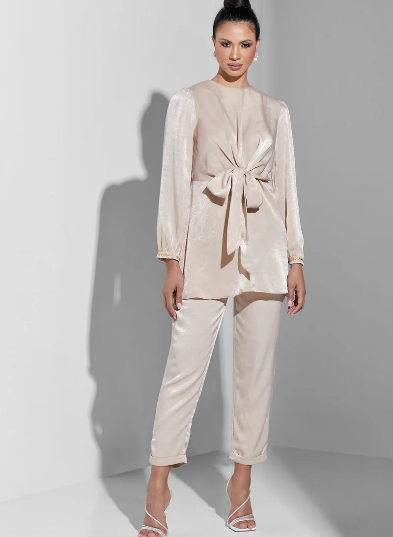 Namshi X Trendyol Knot Detail Tunic & Pants Set