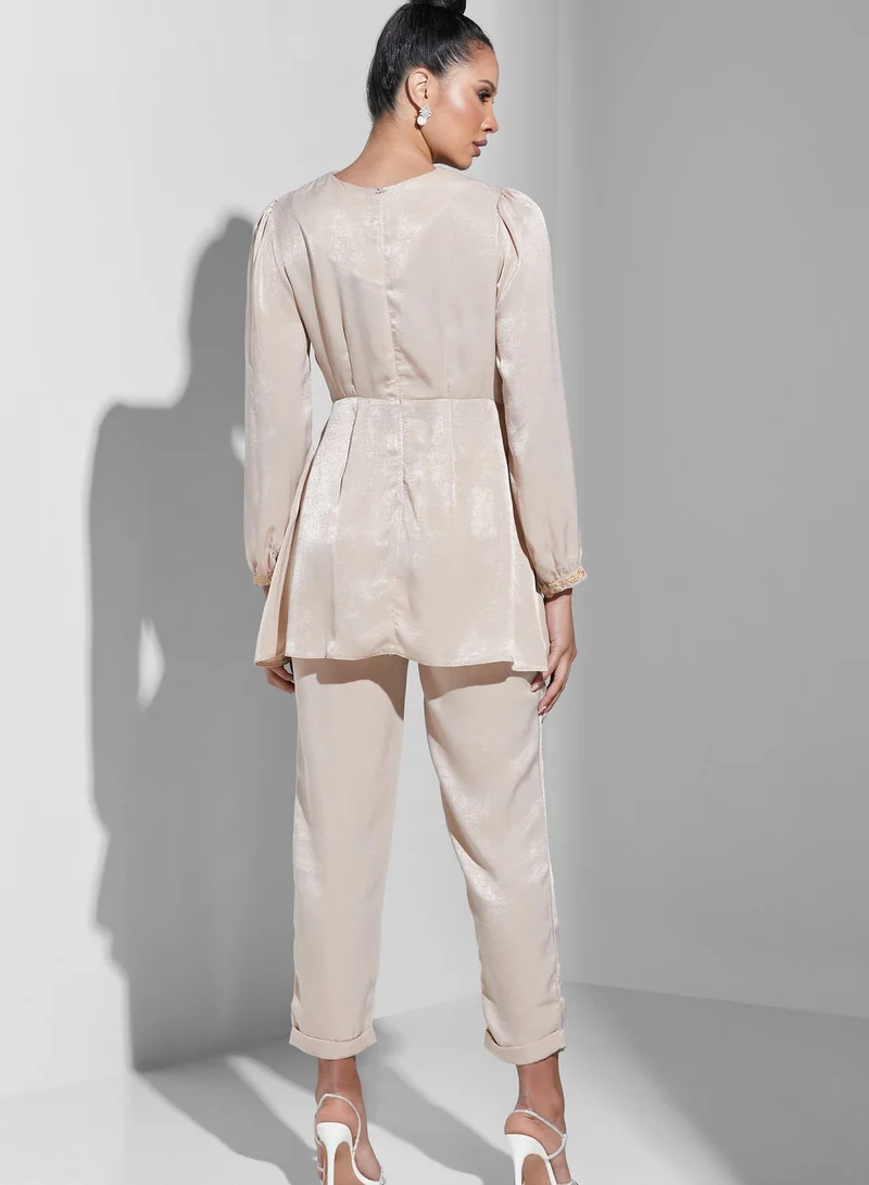 Namshi X Trendyol Knot Detail Tunic & Pants Set