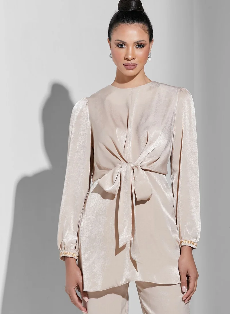 Namshi X Trendyol Knot Detail Tunic & Pants Set