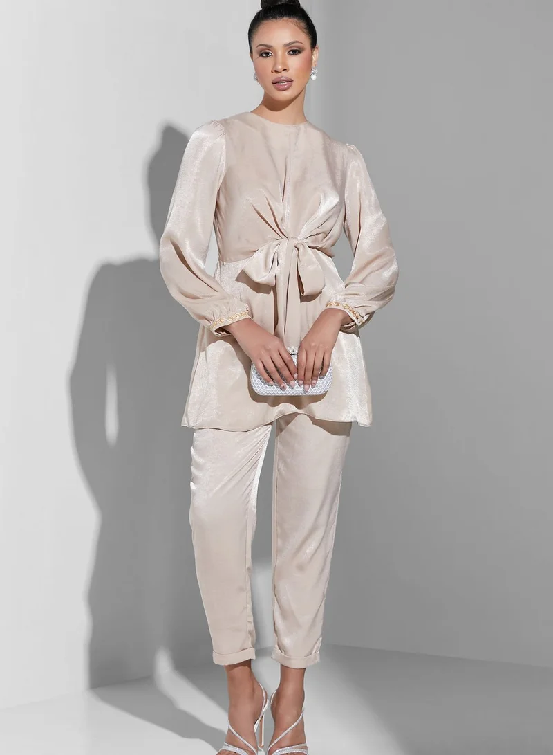 Namshi X Trendyol Knot Detail Tunic & Pants Set