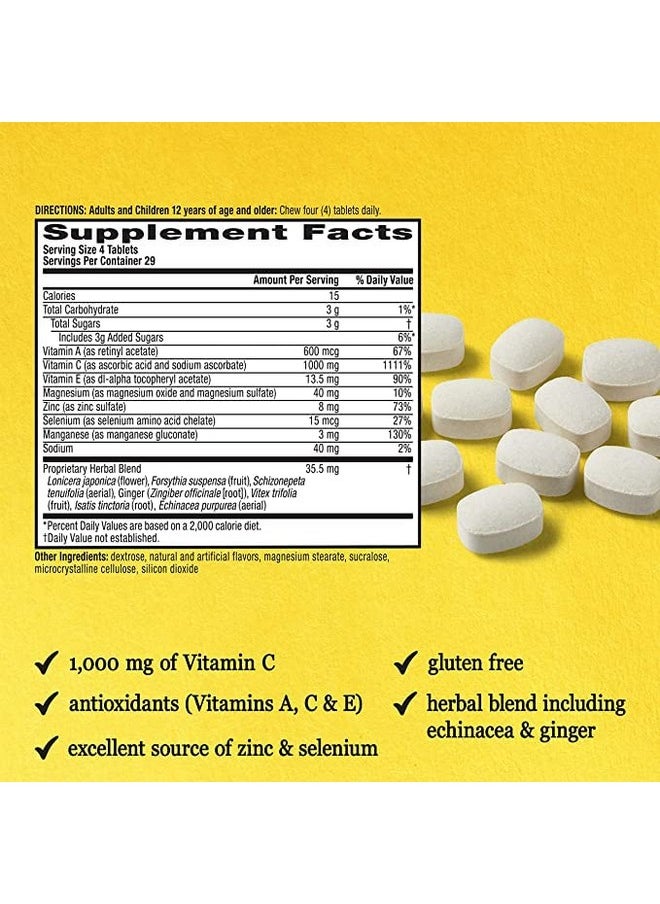 Airborne - Citrus Chewable Tablets 1000Mg Of Vitamin C Immune Support Supplement 116 Ea (Pack Of 3) - Image 1