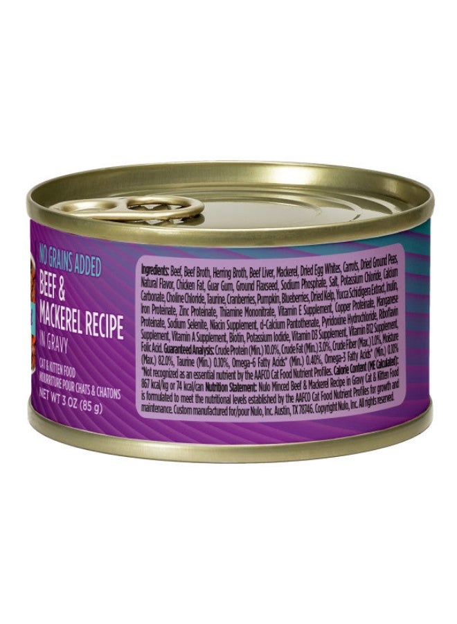 Nulo Freestyle Cat & Kitten Complete Balanced Minced Beef & Mackerel Recipe In Gravy 85gms - Image 2