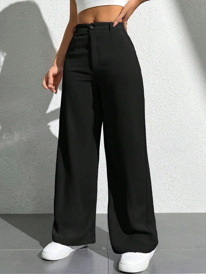 Toochki Trousers for Woman Pants Women's Formal Office Korean | Black Track Pant | Straight | Cotton Spandex Stretchable Trouser | High-Waisted Bottom Wear - Image 4