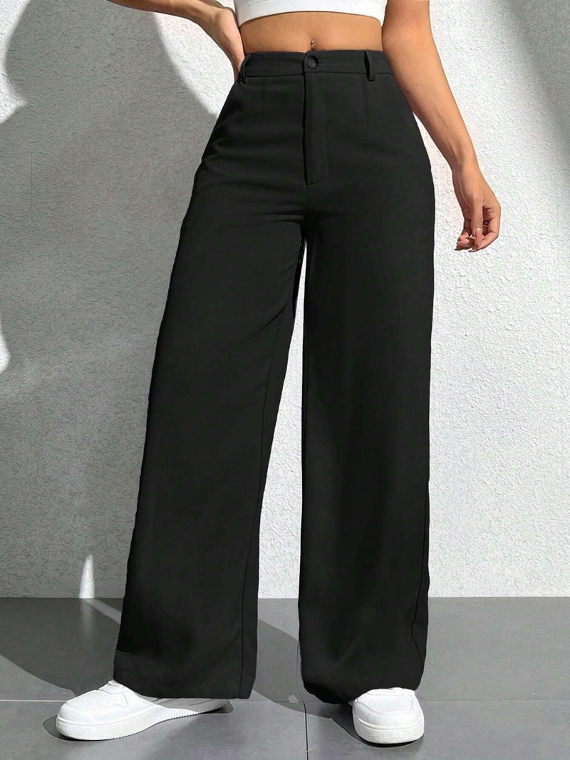 Toochki Trousers for Woman Pants Women's Formal Office Korean | Black Track Pant | Straight | Cotton Spandex Stretchable Trouser | High-Waisted Bottom Wear - Image 2