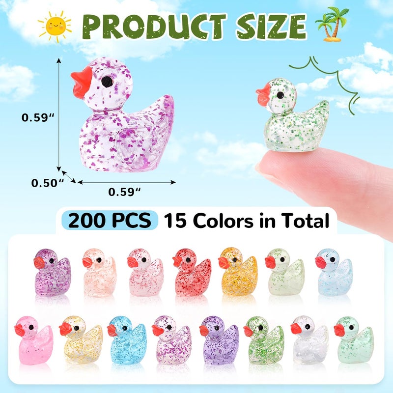 TINKRSTUFF 200PCS Mini Resin Animals Cute Colorful Glitter Tiny Ducks, Miniature Figures to Hide, Little Animal Accessories Bulk for Topper Garden Dollhouse Landscape Aquarium Ornaments DIY Crafts & Decor - Image 2