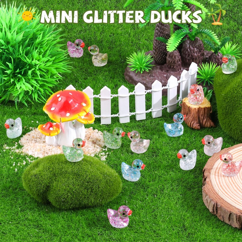 TINKRSTUFF 200PCS Mini Resin Animals Cute Colorful Glitter Tiny Ducks, Miniature Figures to Hide, Little Animal Accessories Bulk for Topper Garden Dollhouse Landscape Aquarium Ornaments DIY Crafts & Decor - Image 3