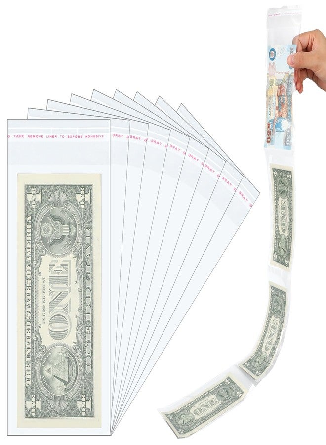 Hpmjz 100Pcs Cake Money Box Transparent Bags,3x7In Resealable Glassine Adhesive Self-Sealing Clear Plastic Treat Bags Dollar Bill Sleeves for Gift Birthday Wedding Party Favors - Image 1
