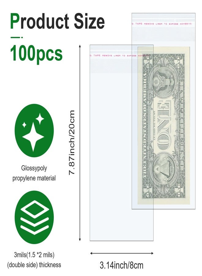 Hpmjz 100Pcs Cake Money Box Transparent Bags,3x7In Resealable Glassine Adhesive Self-Sealing Clear Plastic Treat Bags Dollar Bill Sleeves for Gift Birthday Wedding Party Favors - Image 2
