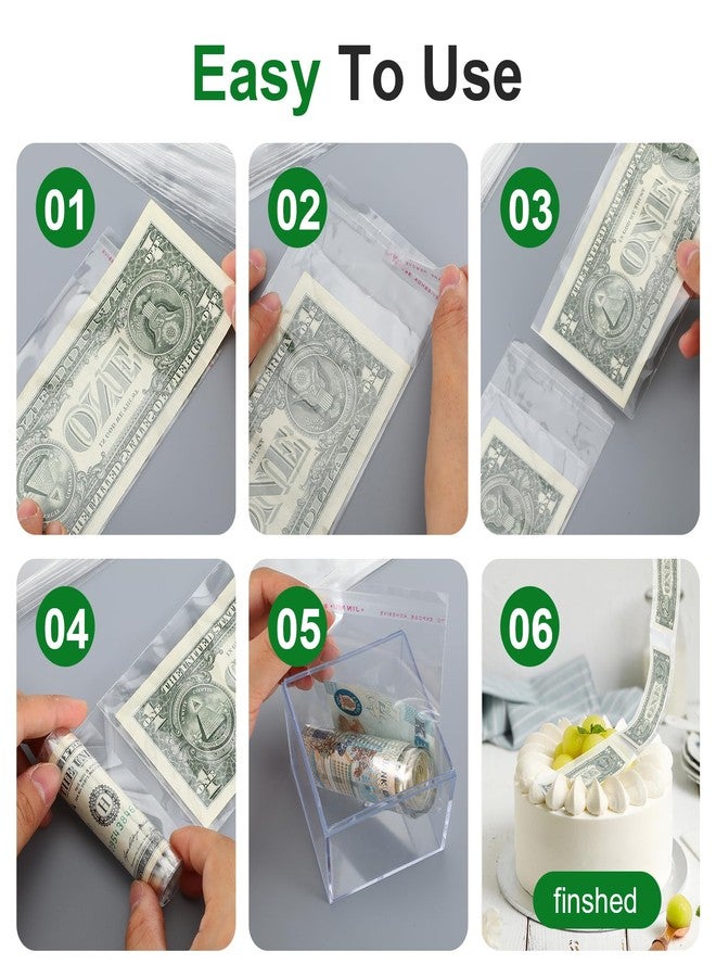 Hpmjz 100Pcs Cake Money Box Transparent Bags,3x7In Resealable Glassine Adhesive Self-Sealing Clear Plastic Treat Bags Dollar Bill Sleeves for Gift Birthday Wedding Party Favors - Image 5