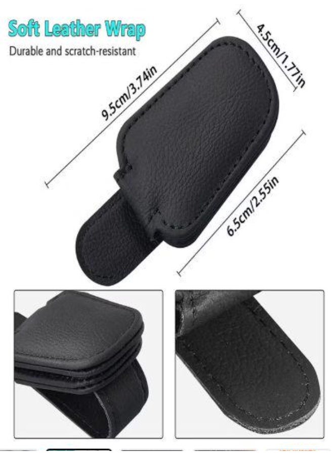 Sunglass Holder for Car Visor, 2 Packs Magnetic Leather Eyeglass Hanger Clip for Car, Car Visor Accessories - Image 2