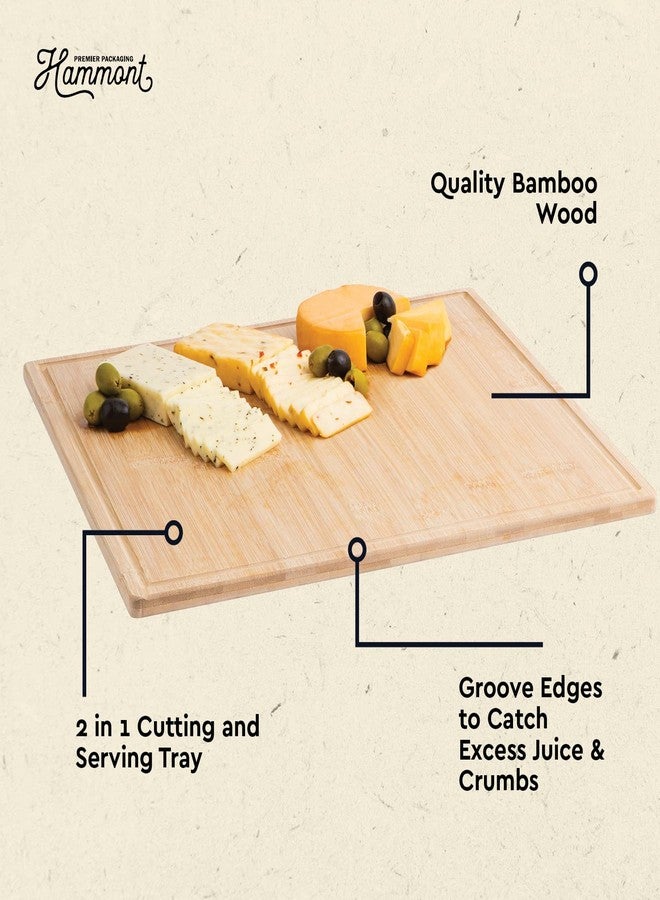 Hammont Bamboo Cutting Boards for Kitchen - Wood Cutting Board with Juice Grooves - Small Wood Cutting Board for Meat, Wooden Cutting Boards for Kitchen Brisket Chopping Board, 16"L x 16"W x 0.5"H Pack of 2 - Image 4