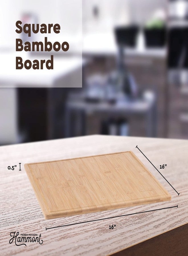 Hammont Bamboo Cutting Boards for Kitchen - Wood Cutting Board with Juice Grooves - Small Wood Cutting Board for Meat, Wooden Cutting Boards for Kitchen Brisket Chopping Board, 16"L x 16"W x 0.5"H Pack of 2 - Image 5