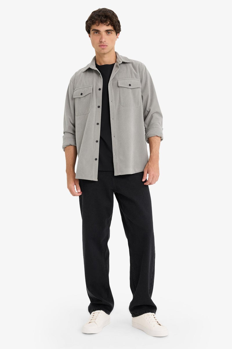 ديفاكتو قميص كم مخملي قصة عادية - Image 5