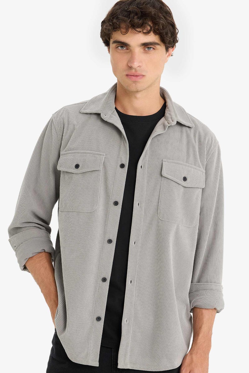 ديفاكتو قميص كم مخملي قصة عادية - Image 4