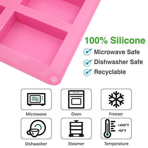 DAO JIANG HU Set of 3, 6 Cavities DIY Handmade Soap Moulds - Cake Pan Molds for Baking, Biscuit Chocolate Mold, Silicone Soap Bar Mold for Homemade Craft, Ice Cube Tray, Pink - Image 4
