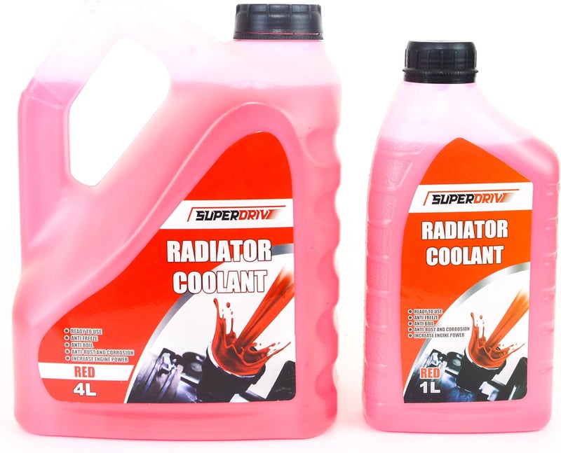 Superdrive Engine Coolant Offer for Car Radiator Anti Freeze & Boil 4L+1L (Red) - Image 1