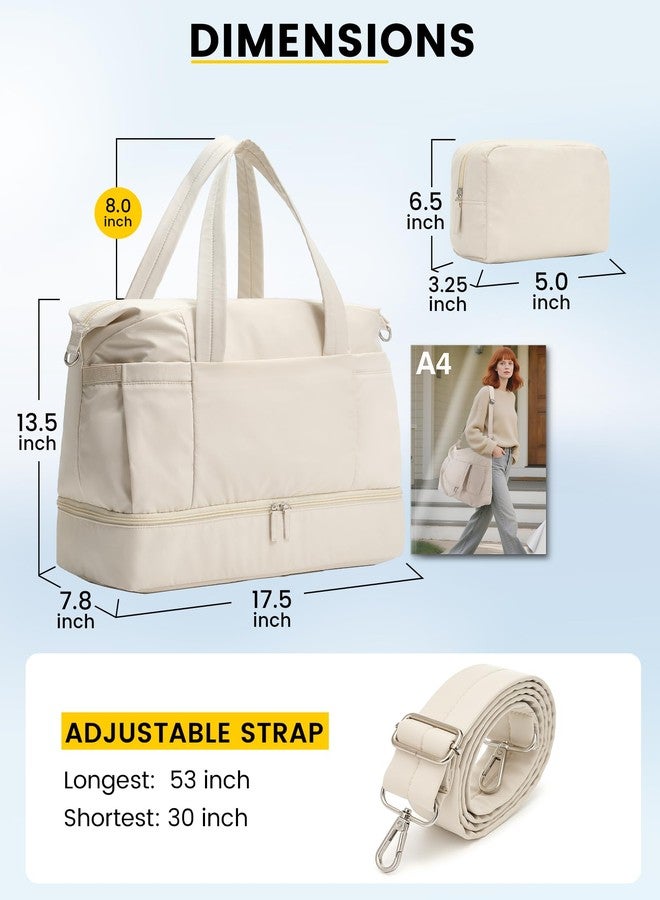 Vorspack Duffle Bag for Travel - 30/40L Gym Bag for Women Men Personal Item Travel Bag with Shoe Pocket Toiletry Bag Lightweight Carry On Bag for Weekender Overnight Sports, Beige, 30L - Image 2