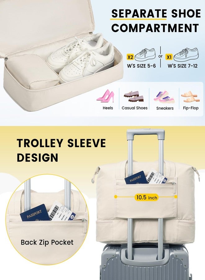 Vorspack Duffle Bag for Travel - 30/40L Gym Bag for Women Men Personal Item Travel Bag with Shoe Pocket Toiletry Bag Lightweight Carry On Bag for Weekender Overnight Sports, Beige, 30L - Image 4