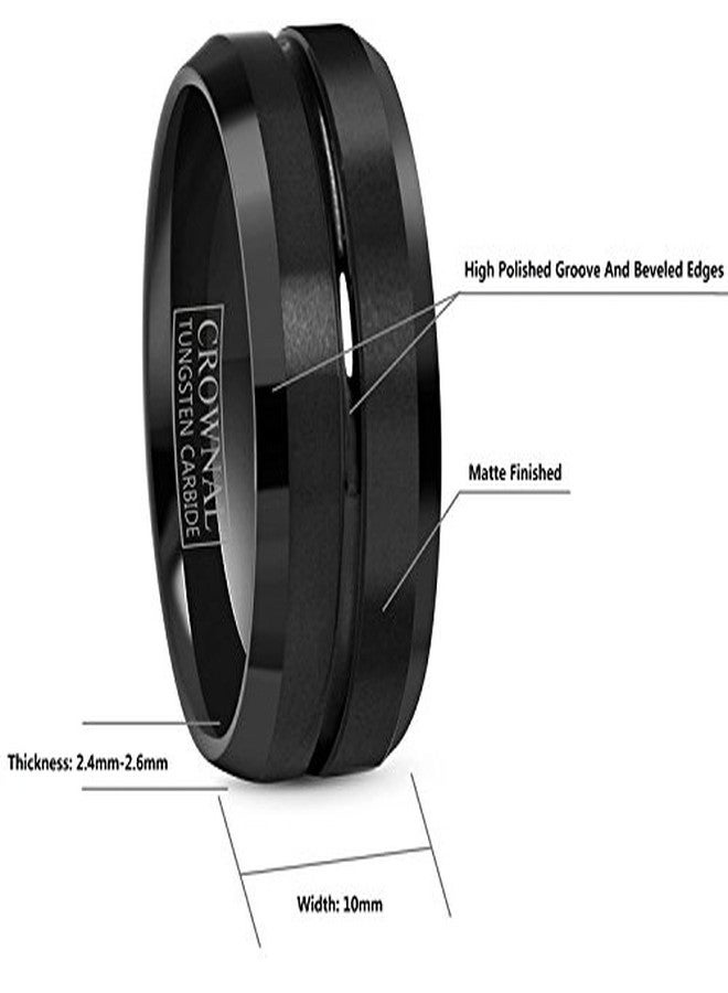 CROWNAL 4mm 6mm 8mm 10mm Black Tungsten Wedding Band Ring Men Women Beveled edges Polished Grooved Center Comfort Fit Size 4 To 17, Tungsten,Tungsten Carbide, tungsten - Image 3