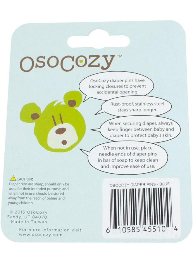 OsoCozy دبابيس حفاضات أوسوكوزي - (أزرق) - دبابيس حفاضات قوية من الفولاذ المقاوم للصدأ مع أقفال أمان - تستخدم في المناسبات الخاصة، الحرف اليدوية أو دبابيس الغسيل الملونة - Image 2