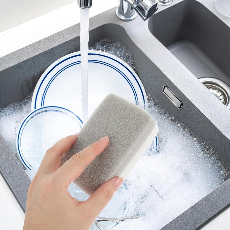 Reusable Kitchen Dish Sponges 3-Layer White Soft Sponge for Washing Dishes and Cleaning Pots 10pcs Set Household Cleaning Scrub Pads for Kitchen Use - Image 5
