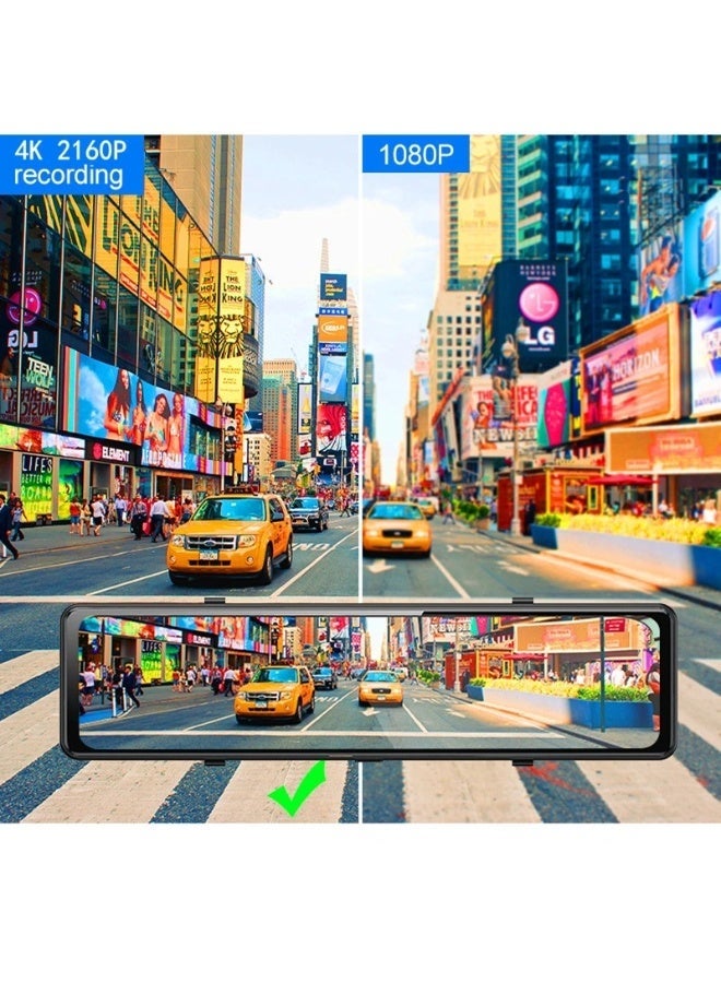 12 inch 4K+2K rearview mirror camera dash cam with GPS WIFI - Image 3