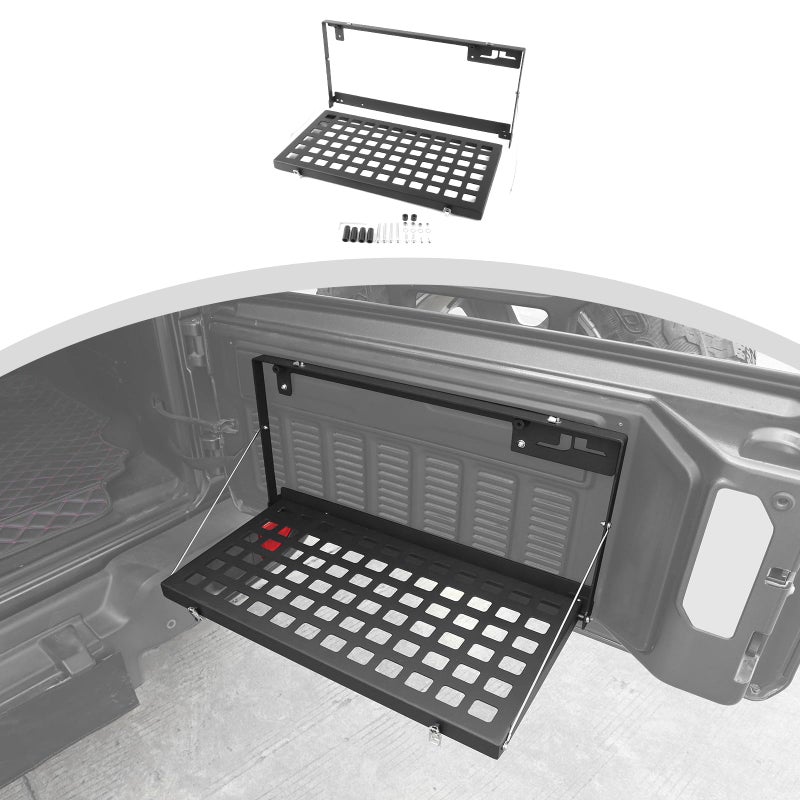CheroCar for Jeep JL Tailgate Table Rear Foldable Cargo Shelf Aluminum Alloy Storage Rack for 20182025 Jeep Wrangler JL