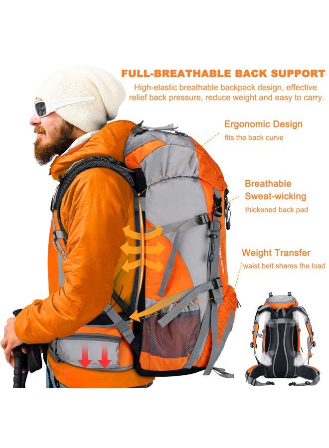 Loowoko 50L Hiking Backpack, Waterproof Camping Essentials Bag with Rain Cover, 45+5 Liter Lightweight Backpacking Back Pack - Image 3