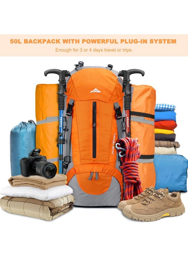 Loowoko 50L Hiking Backpack, Waterproof Camping Essentials Bag with Rain Cover, 45+5 Liter Lightweight Backpacking Back Pack - Image 2