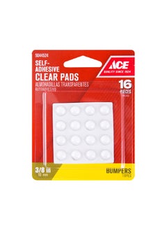 ACE 16-Piece Round Vinyl Self-Adhesive Bumper Topes Clear 10 mm 9964  - Image 1
