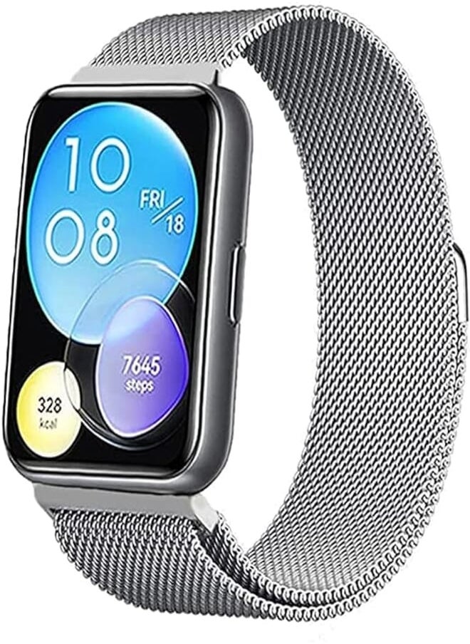 Generic - Replacement Band Compatible with Huawei Watch Fit 2 Band Magnetic Stainless Steel strap Milanese Loop Watch Band Quick Release Replacement Sports Straps for Watch Fit 2 (silver) - Image 1