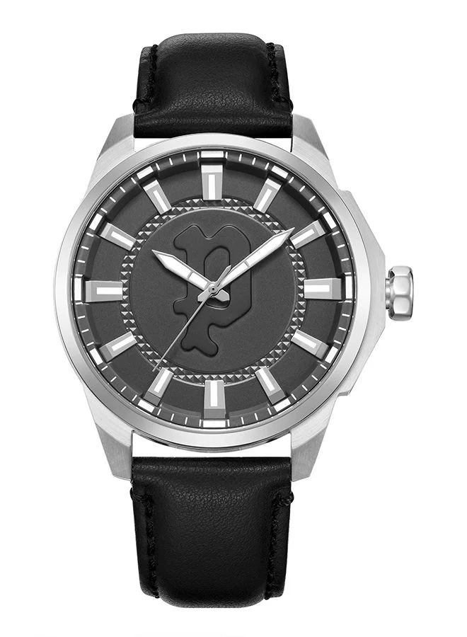 بوليس Laweka Watch For Men Black Dial And Black Leather Strap