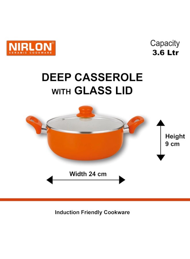 Nirlon Ceramic Dishwasher Safe Non-Stick Cookware Set with Lid Fry Pan (1.5 Litres),  Casserole (2 Litres) and Casserole (3.6 Litres) - Image 4